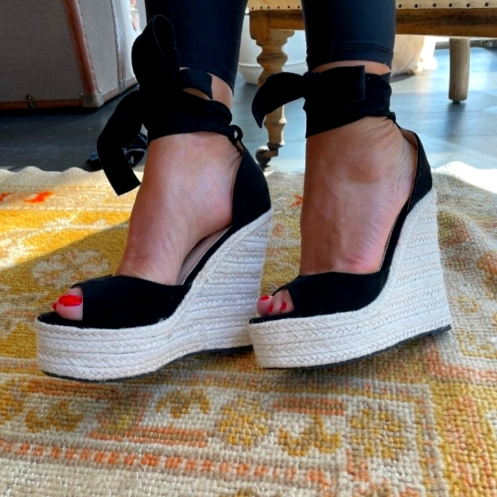 Shop Kultivate Black Suede Platforms US 7.5